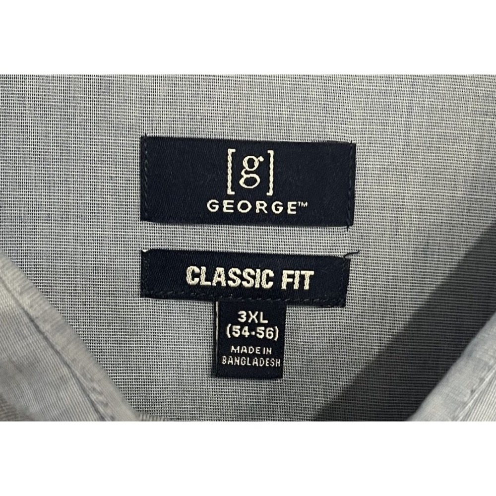 George Classic Fit Men's Poplin Blue Long‎ Sleeve Button Down Shirt 3XL (54-56) - Picture 2 of 8